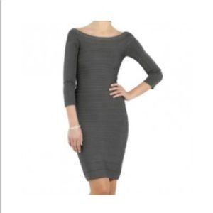 Herve Leger long sleeve dk grey bandage dress XXS